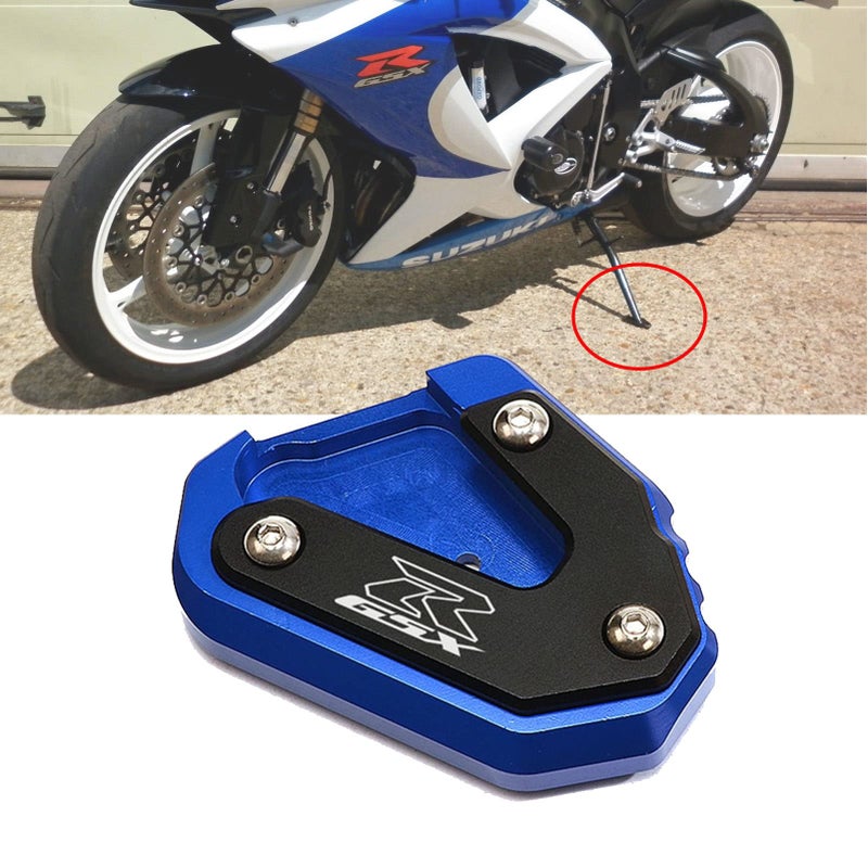 MOWOK Kickstand For Suzuki GSXR 600 GSXR 750 GSXR 1000 RX GSXR1000 Motorcycle CNC Extension Pad Support Plate Foot Side Stand
