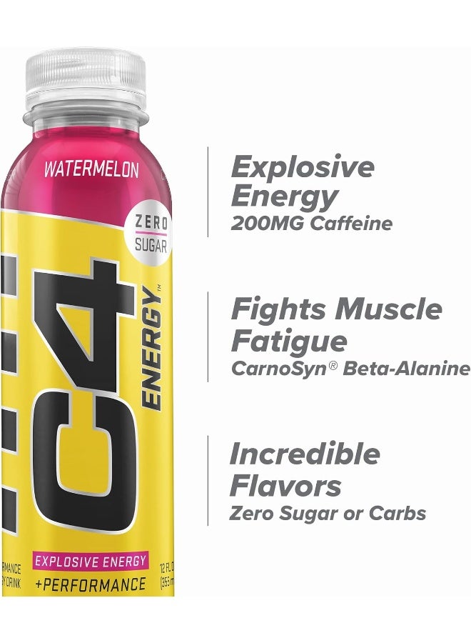 CELLUCOR C4 Energy Still Drink, Pre Workout Energy Beverage with Beta-Alanine & Zero Sugar, Supports Focus, Cognitive Health & Performance, NSF Certified, Watermelon Flavor – 12oz Bottle - Image 3