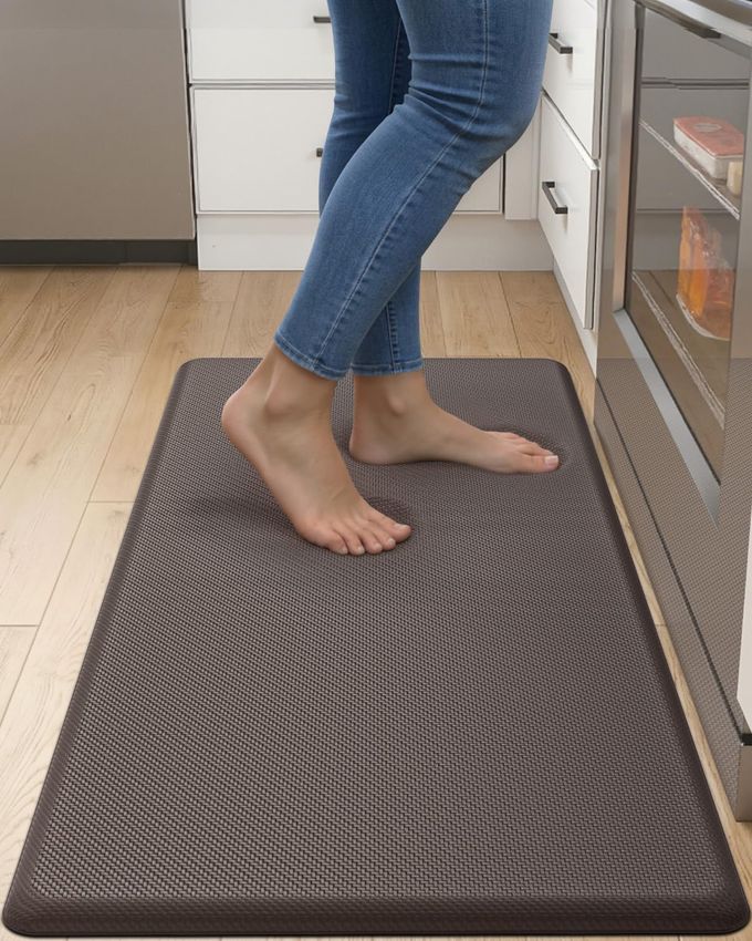 DEXI Kitchen Mat Cushioned Anti Fatigue, Extra Thick Comfort Standing Floor Mats Waterproof, Memory Foam Antifatigue Runner Rug for Desk Office, Sink, Laundry, 39x20, Brown - Image 1
