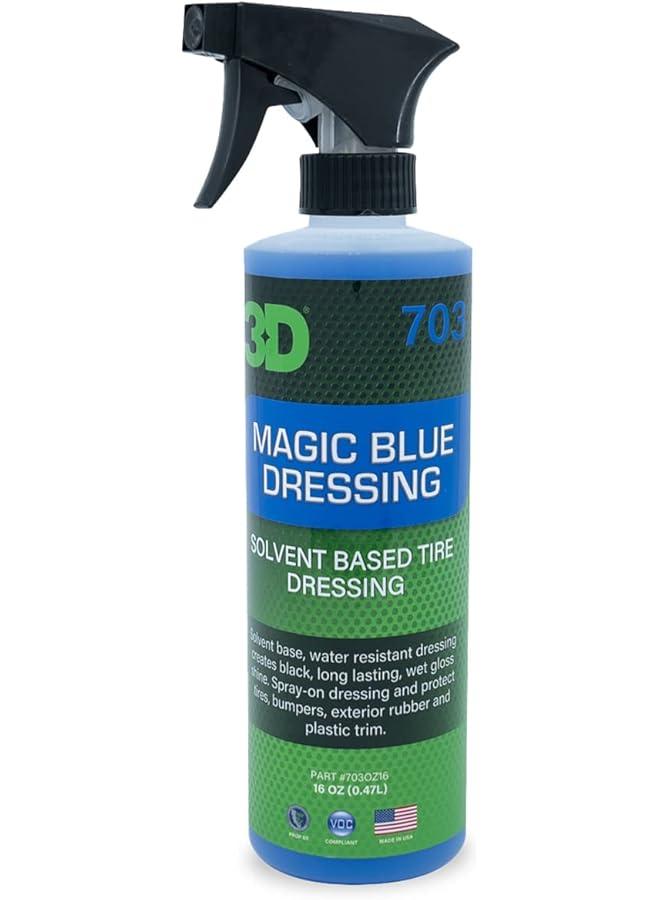 ثري دي ماجيك بلو - ملمع إطارات مقاوم للماء - يصد المطر والماء على الطرق المبللة للحصول على لمعان وحماية طويل الأمد للإطارات 16 أونصة - Image 1
