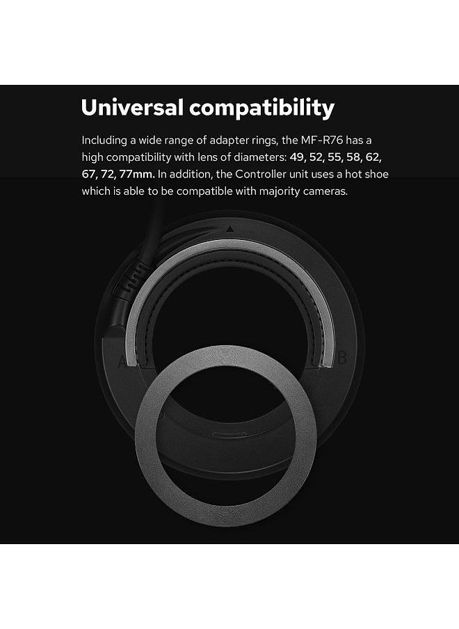 Godox - Godox MF-R76 Universal Macro Ring Flash Light GN14 10 Levels Adjustable Brightness with 8pcs Adapter Ring Large Capacity Battery Replacement - Image 1