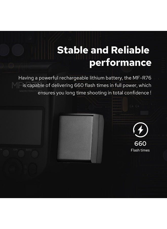 Godox - Godox MF-R76 Universal Macro Ring Flash Light GN14 10 Levels Adjustable Brightness with 8pcs Adapter Ring Large Capacity Battery Replacement - Image 1