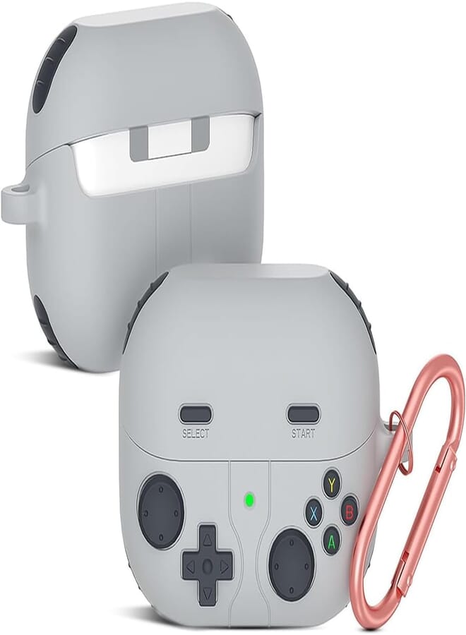 O Ozone Case Compatible with Samsung Galaxy Buds3 Case & Galaxy Buds 3 Pro Case Cover (2024), 3D Game Console Design Silicone Protective Cover with Keychain- Grey