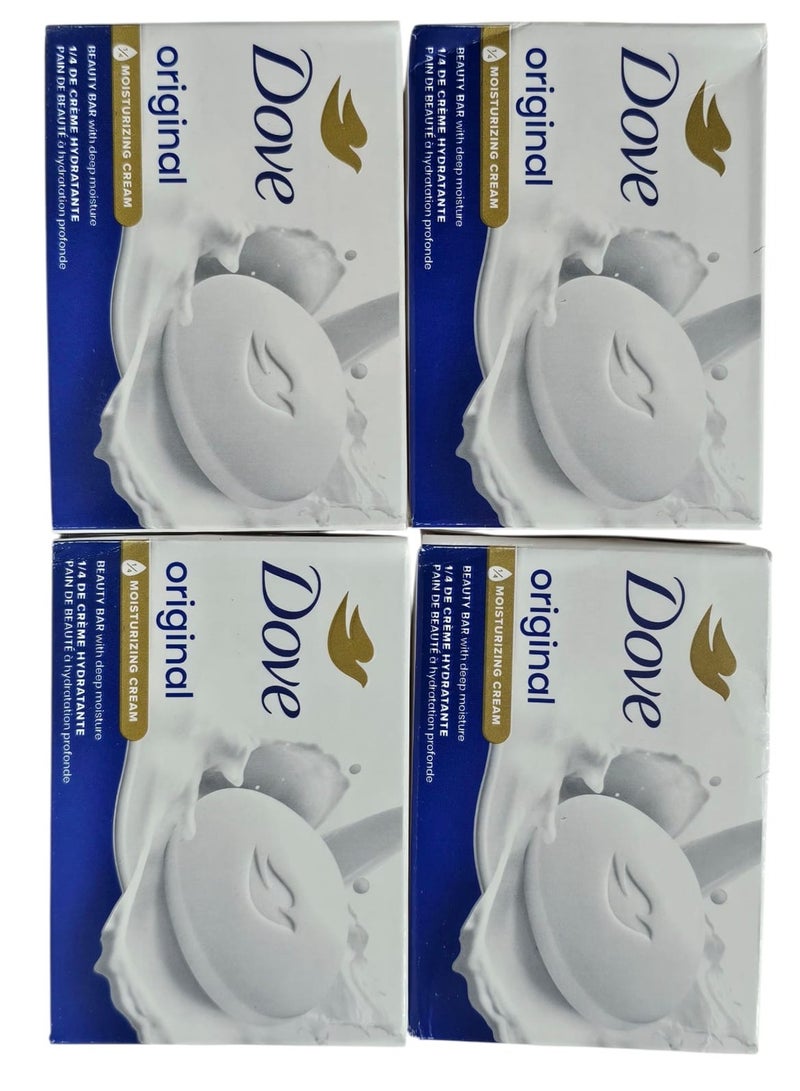 دوف لوح صابون مرطب من دوف تركيبة مغذية لجميع انواع البشرة اصلي مع 1/4 كريم مرطب.4قطع×106جم - Image 1