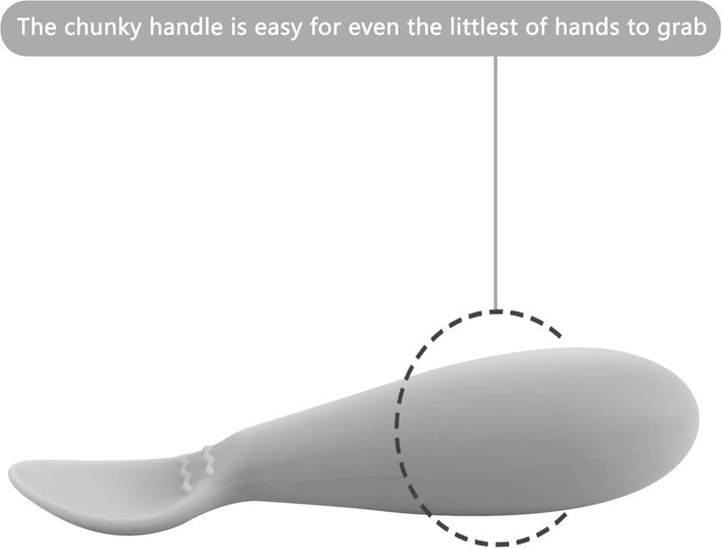 PandaEar Baby Infant Spoons BPA Free, 4-Pack, Soft Silicone, Self Feeding Fat Handle Utensil - Image 5