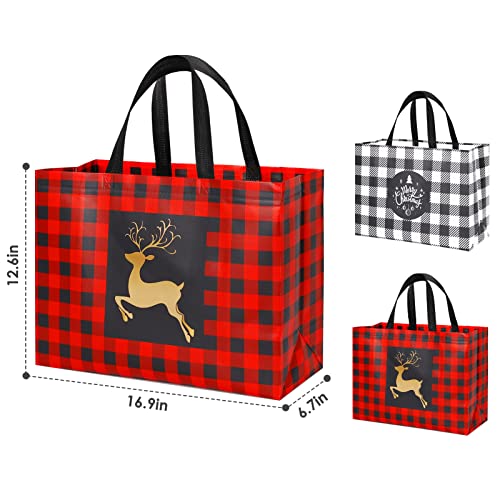 YANGTE 8 Pack Extra Large Christmas Gift Bags, Reusable Tote Bags with Handle Non-Woven Christmas Grocery Shopping Totes for Holiday Xmas, 16.9 * 12.6 * 6.8" - Image 2