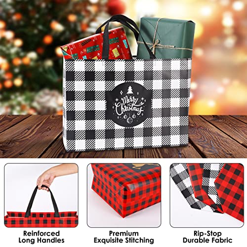 YANGTE 8 Pack Extra Large Christmas Gift Bags, Reusable Tote Bags with Handle Non-Woven Christmas Grocery Shopping Totes for Holiday Xmas, 16.9 * 12.6 * 6.8" - Image 5