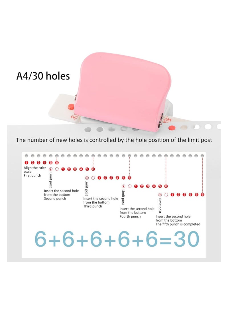 KASTWAVE 6 Hole Punch, Loose Leaf Paper Puncher for A4/A5/B5 Size, Portable Handheld Metal Circle Punch Paper Puncher, 5 Sheet Capacity - Image 4