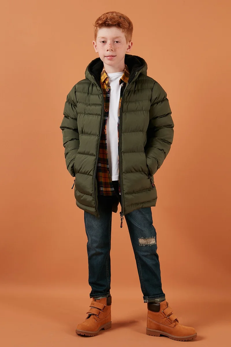 Lela Zippered Pocket Hooded Puffer Coat Boys' Coat 6492324