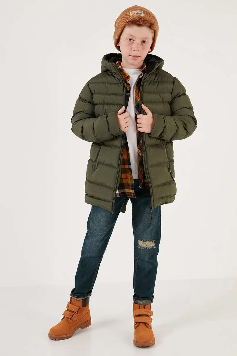 Lela Zippered Pocket Hooded Puffer Coat Boys' Coat 6492324