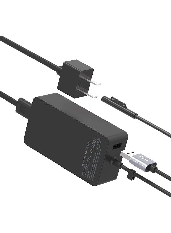 Terabyte 65W 15V 4A Surface Book AC Adapter Charger fit for Microsoft Model 1706 Tablet Power Supply Jack 6Ft Cord with USB - Image 3