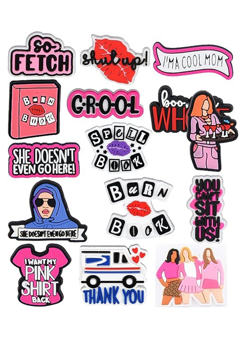 Excefore 14 Pcs Pink Croc Charms, Croc Charms for Girls, Girls Party Decorations, Girly Croc Charms, Croc Jibbitz Girls Shoe Decoration Charms, Cute Croc Accessories for Girls Kids Teens Women  - Image 2