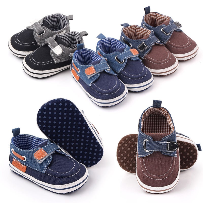 New 0-12 Months Baby Shoes Cloth Bottom Denim Velcro Color Matching Baby Toddler Shoes 2462 - Image 2