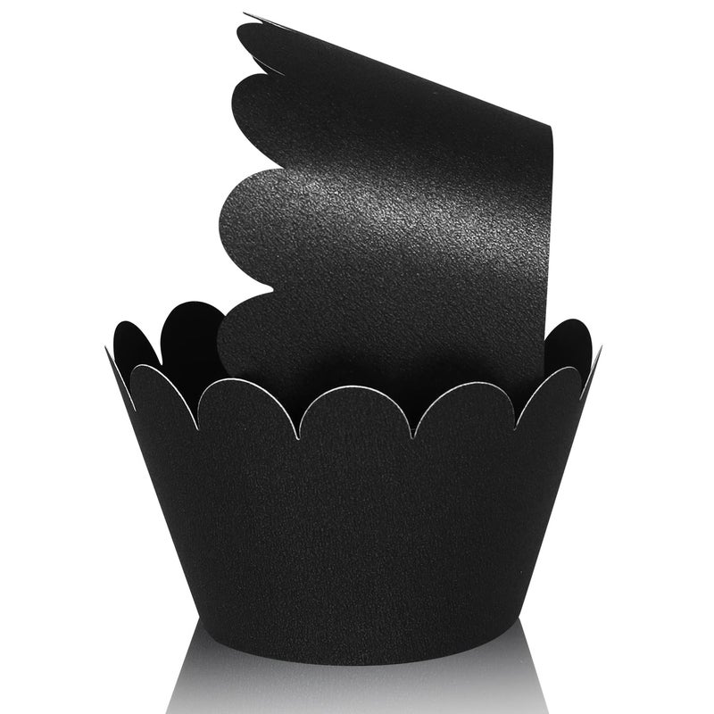KPOSIYA KPOSIYA Set of 100 Artistic Bake Cake Cups Filigree Little Vine Lace Laser Cut Cupcake Wrapper Liner Baking Cup Muffin CaseTrays for Wedding Birthday Party DecorationBest Kitchen Gift Black 