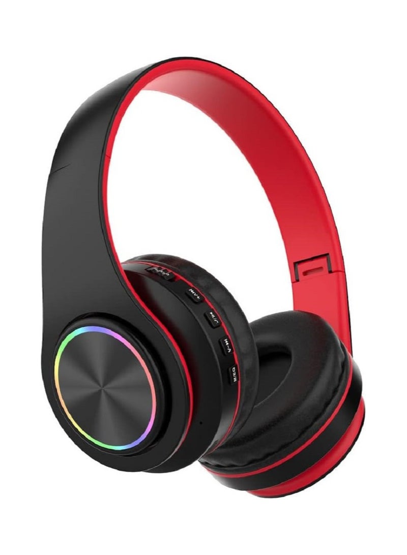 KASTWAVE Bluetooth Headphones Over Ear, LED Foldable Stereo Headphones for Gaming with Volume Control, Built-in HD Mic, Lightweight Headset for Smart Phone/TV/PC(Black) - Image 1