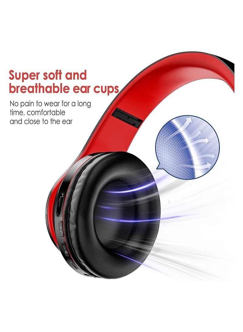 KASTWAVE Bluetooth Headphones Over Ear, LED Foldable Stereo Headphones for Gaming with Volume Control, Built-in HD Mic, Lightweight Headset for Smart Phone/TV/PC(Black) - Image 4