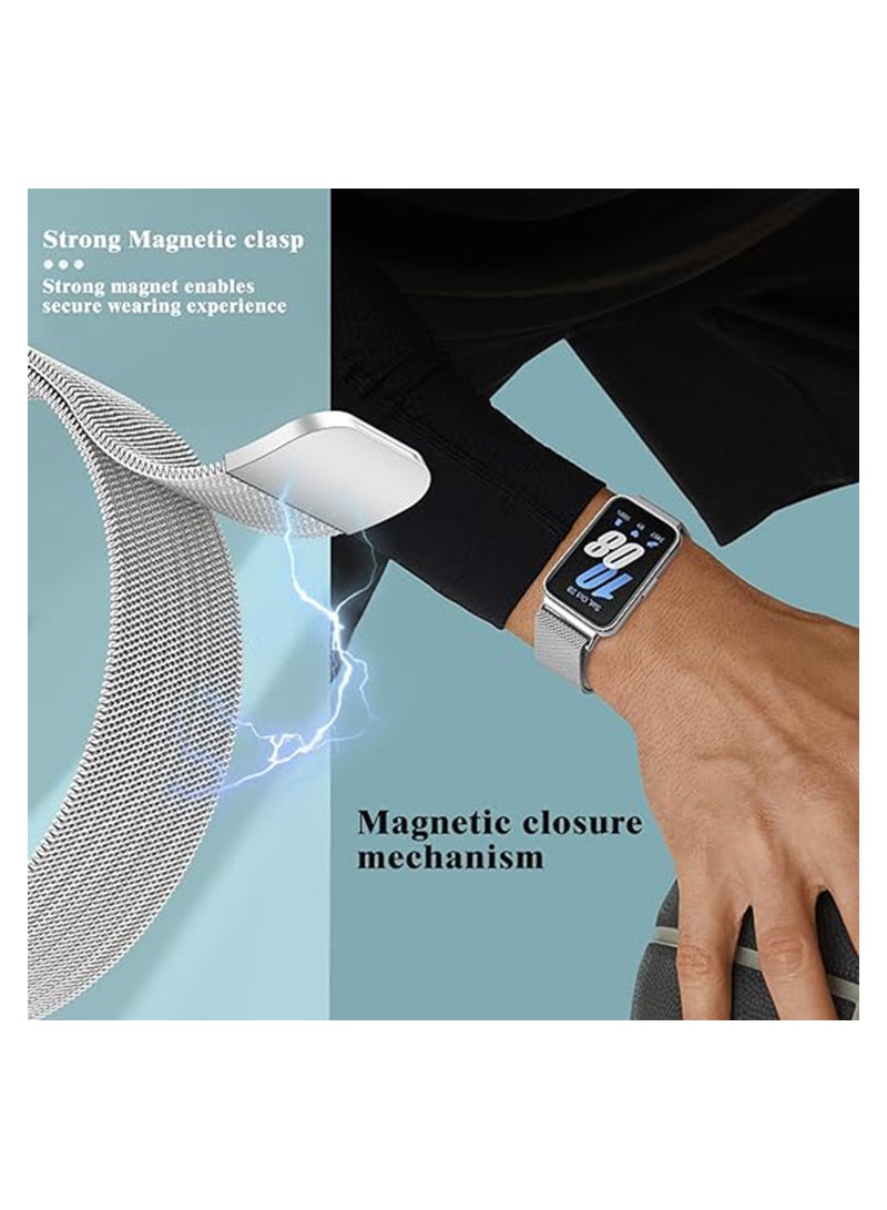 Excefore Mesh Metal Bands for Samsung Galaxy Fit 3 Watch Band, Stainless Steel Band Compatible with Samsung Galaxy Fit 3 for Women Men, Sliver - Image 5