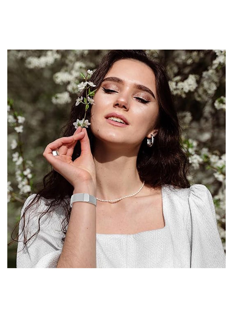 Excefore Mesh Metal Bands for Samsung Galaxy Fit 3 Watch Band, Stainless Steel Band Compatible with Samsung Galaxy Fit 3 for Women Men, Sliver - Image 4