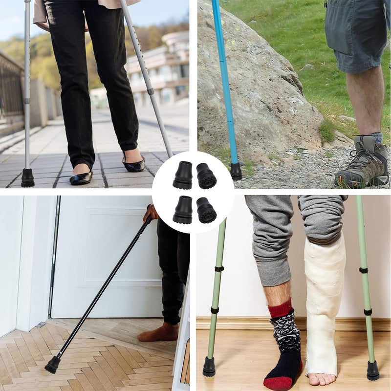 ANCKNE 4PCS Rubber Cane Tips 3/4 Inch Heavy Duty Walking Cane Tips, Anti Slip Replace Rubber Tips for Canes, Walking Sticks Tips,Hiking Stick Tips, Seniors Crutches Tips, Black - Image 4