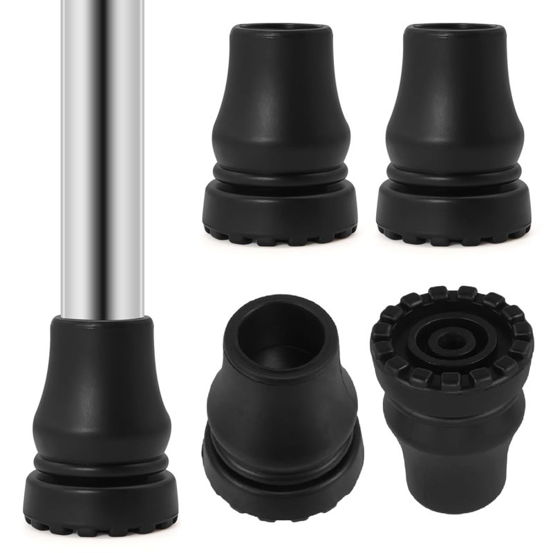 ANCKNE 4PCS Rubber Cane Tips 3/4 Inch Heavy Duty Walking Cane Tips, Anti Slip Replace Rubber Tips for Canes, Walking Sticks Tips,Hiking Stick Tips, Seniors Crutches Tips, Black - Image 1