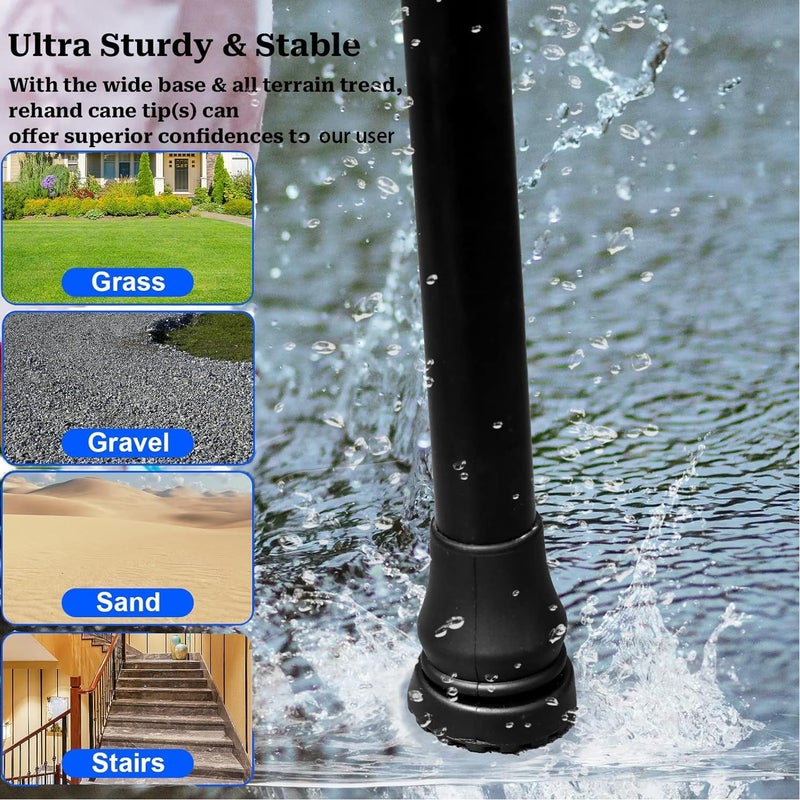 ANCKNE 4PCS Rubber Cane Tips 3/4 Inch Heavy Duty Walking Cane Tips, Anti Slip Replace Rubber Tips for Canes, Walking Sticks Tips,Hiking Stick Tips, Seniors Crutches Tips, Black - Image 5