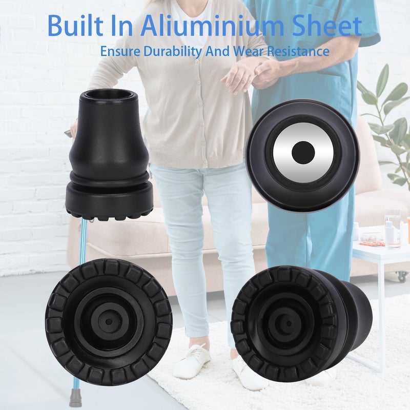 ANCKNE 4PCS Rubber Cane Tips 3/4 Inch Heavy Duty Walking Cane Tips, Anti Slip Replace Rubber Tips for Canes, Walking Sticks Tips,Hiking Stick Tips, Seniors Crutches Tips, Black - Image 3