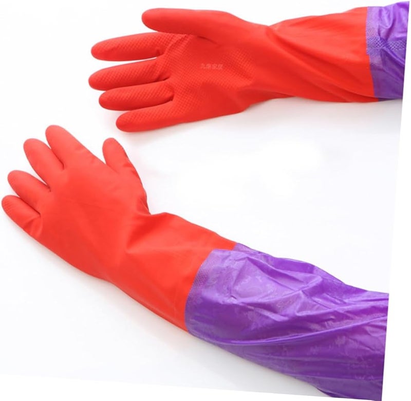 Valiclud Long Rubber Washing Gloves Flexible Cuff Skid Design Water Blocking - Image 4