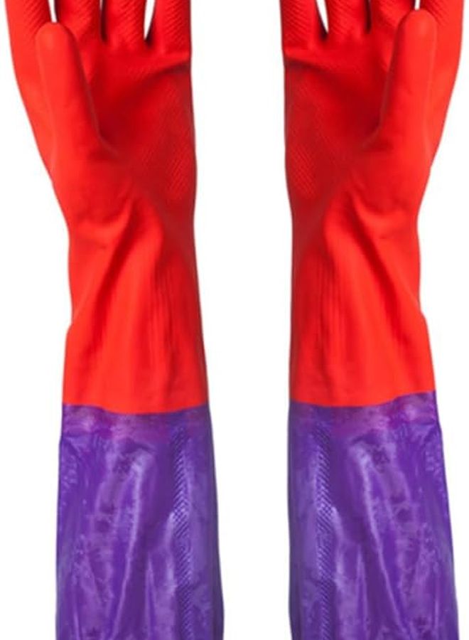 Valiclud Long Rubber Washing Gloves Flexible Cuff Skid Design Water Blocking - Image 2