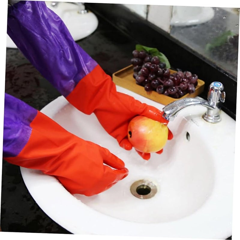 Valiclud Long Rubber Washing Gloves Flexible Cuff Skid Design Water Blocking - Image 3