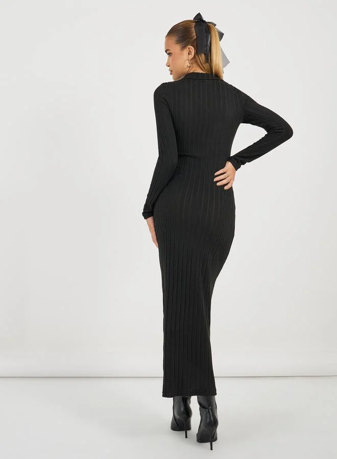 Styli Ribbed Maxi Dress