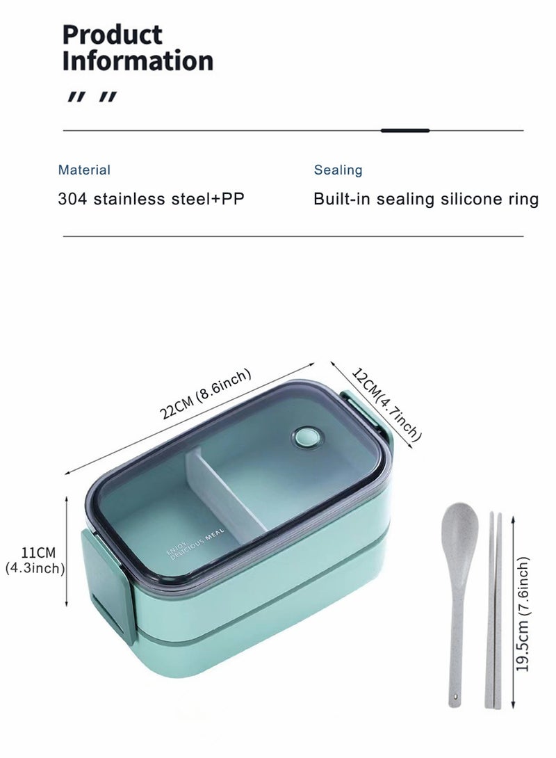 HomarKet Stainless Steel Lunch Box(Green) - Insulated Bento Box Multifunctional-Containers Lunch Box Containers Food Container Lunch box with 2 Compartments and Storage Bag  - Image 5