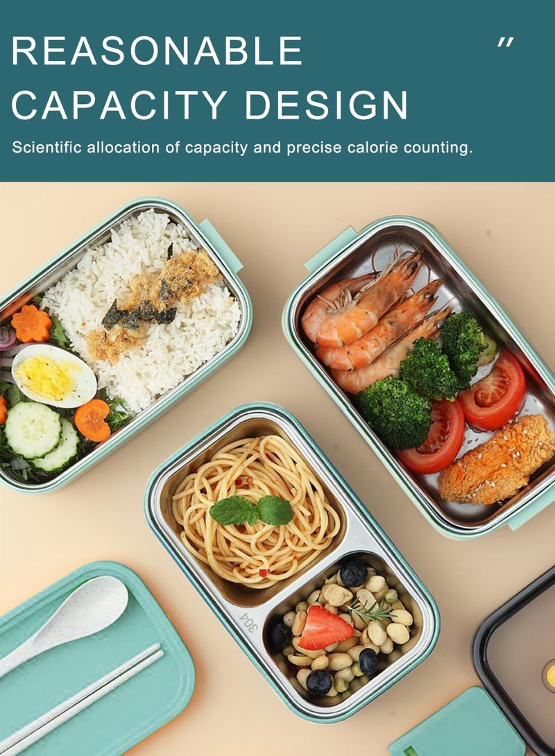 HomarKet Stainless Steel Lunch Box(Green) - Insulated Bento Box Multifunctional-Containers Lunch Box Containers Food Container Lunch box with 2 Compartments and Storage Bag  - Image 3