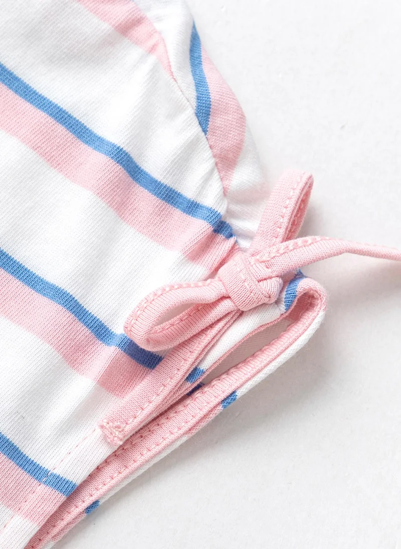 mini bala Girls Kid Stylish Cover - shoulder Sleeve Vest, Cute Starfish Embroidered, Adorable Bow - Decorated, Soft And Comfortable, Trendy Striped Design, Perfect For Casual Daily Wear And Beach Outings Children's Vest