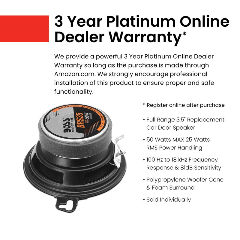 BOSS Audio Systems BRS35 3.5 Inch Replacement Car Door Speakers - 50 Watts Max, Sold Individually, Use With Stereo and Tweeters - Image 5