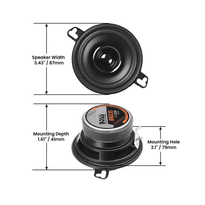 BOSS Audio Systems BRS35 3.5 Inch Replacement Car Door Speakers - 50 Watts Max, Sold Individually, Use With Stereo and Tweeters - Image 3