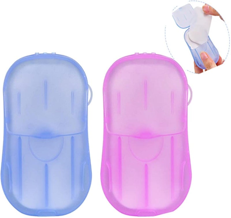 Mini Portable Travel Soap Paper 2 Boxes (40 Sheets) Portable Soap Paper Disposable Hand Washing Portable Scented Bath Soap Outdoor Camping Hiking