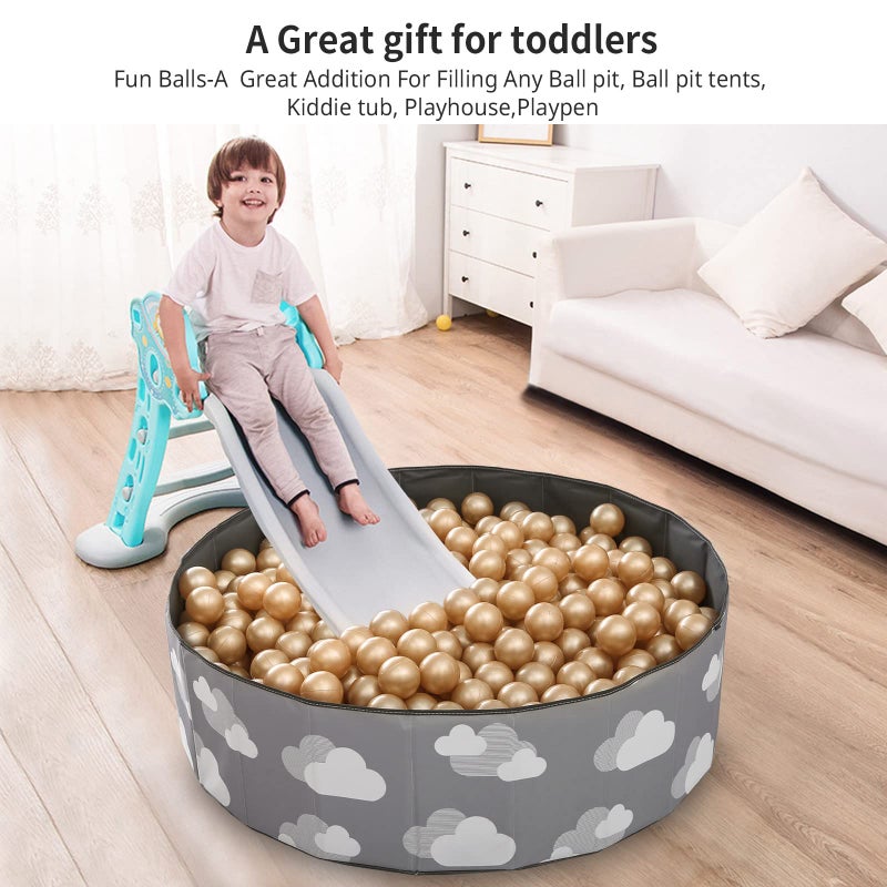 Heopeis Ball Pit Balls - 2.7inch Plastic Ball Play Balls BPA Free Phthalate Free Non-Toxic Play Balls for Children Ball Pit Party Brithday Ball Pool Tent. (Pearl Gold) - Image 3