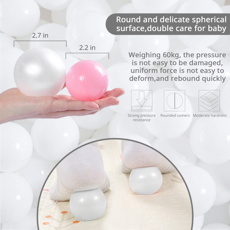 Heopeis Ball Pit Balls - 2.7inch Plastic Ball Play Balls BPA Free Phthalate Free Non-Toxic Play Balls for Children Ball Pit Party Brithday Ball Pool Tent. (Pearl Gold) - Image 2