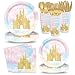 XIENBLOC 168pcs Princess Party Decorations Castle Paper Plates Napkins Disposable Tableware Set Paper Cups Watercolor Pastel Rainbow Princess Castle Birthday Party Supplies Serves 24 - Image 3
