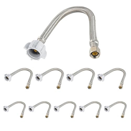 EFIELD 10Pack EFIELD 12inch Length Toilet Water Supply Connector Line Braided Stainless Steel Hose 78 Female Ballcock Thread x 38 COMPHOSE050 - Image 1
