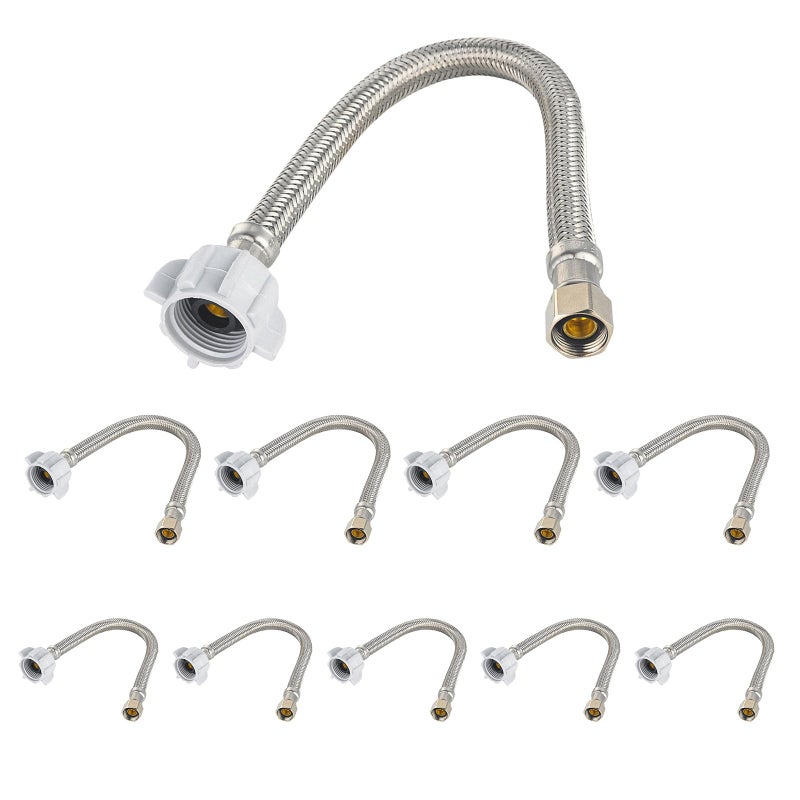 EFIELD 10Pack EFIELD 12inch Length Toilet Water Supply Connector Line Braided Stainless Steel Hose 78 Female Ballcock Thread x 38 COMPHOSE050 - Image 2