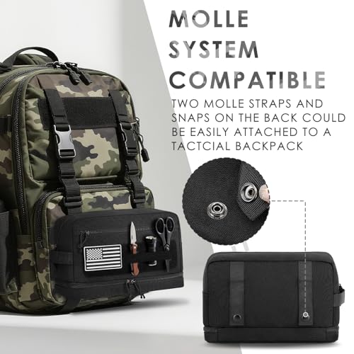 ETRONIK Tactical Toiletry Bag for Men, Travel Hygiene Bag with Double-layer, Hanging Toiletry Bag Water-Resistant Shaving Dopp Kit with EDC Molle Pouches, Bathroom Shower Makeup Bag Women, Black - Image 5