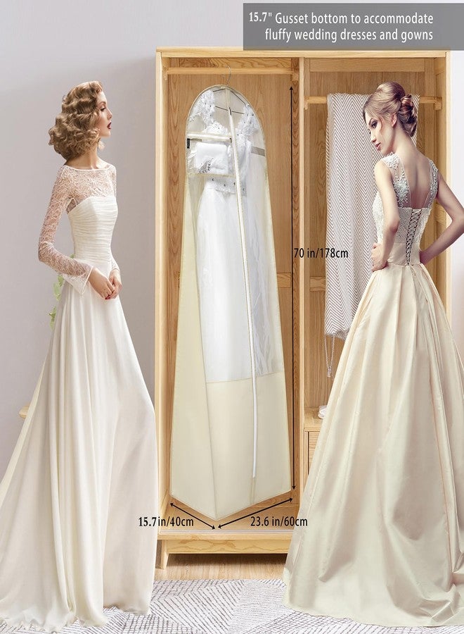 ANZORG 70" Bridal Wedding Dress Bag for Long Gowns Travel Garment Bag for Prom Evening Dress Petticoat With 15.7" Gusset (BEIGE) - Image 3