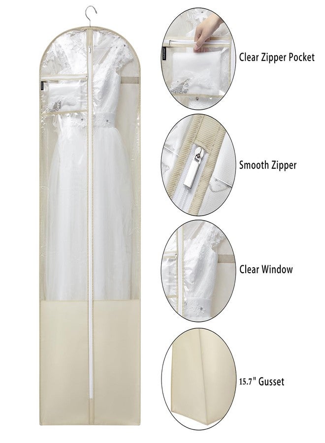 ANZORG 70" Bridal Wedding Dress Bag for Long Gowns Travel Garment Bag for Prom Evening Dress Petticoat With 15.7" Gusset (BEIGE) - Image 4