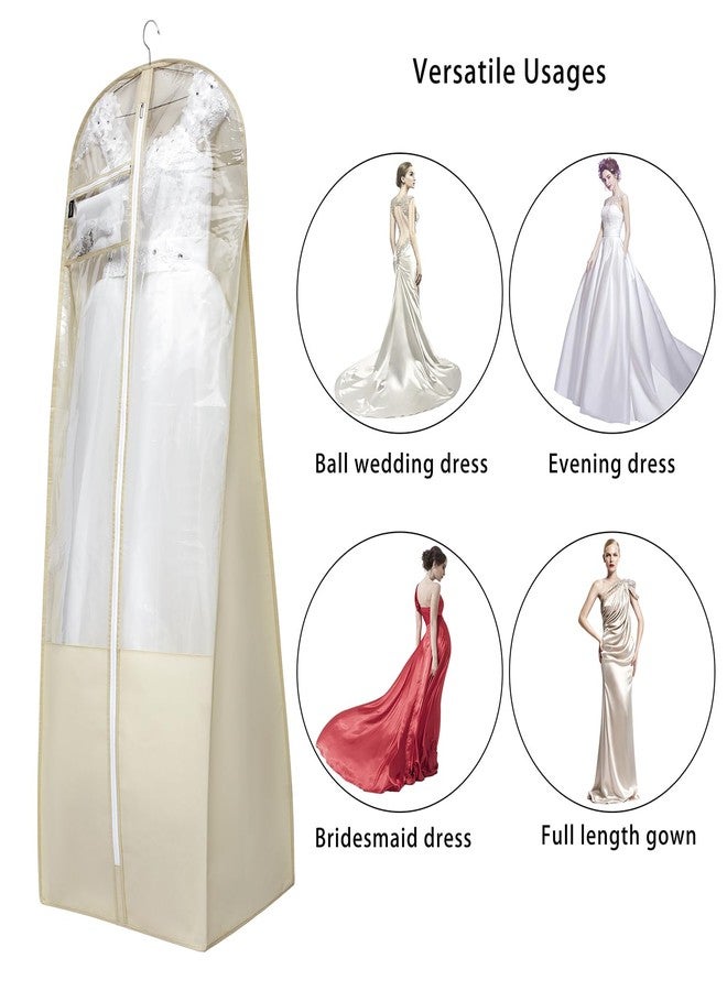 ANZORG 70" Bridal Wedding Dress Bag for Long Gowns Travel Garment Bag for Prom Evening Dress Petticoat With 15.7" Gusset (BEIGE) - Image 2