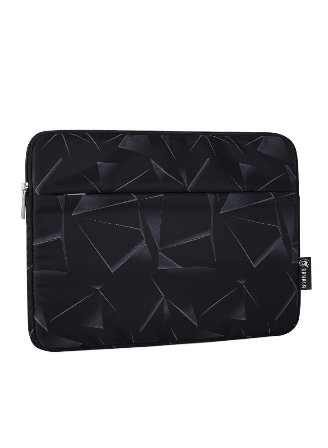 RAHALA Sleeve - RS-010 Elevate your laptop protection with the sleek and modern Rahala RS-010 Laptop Sleeve. Designed for the contemporary professional and student, this sleeve combines superior protection with a distinctive, geometric style. The subtle yet striking black-on-black geometric pattern adds a sophisticated edge to your daily carry. - Image 3
