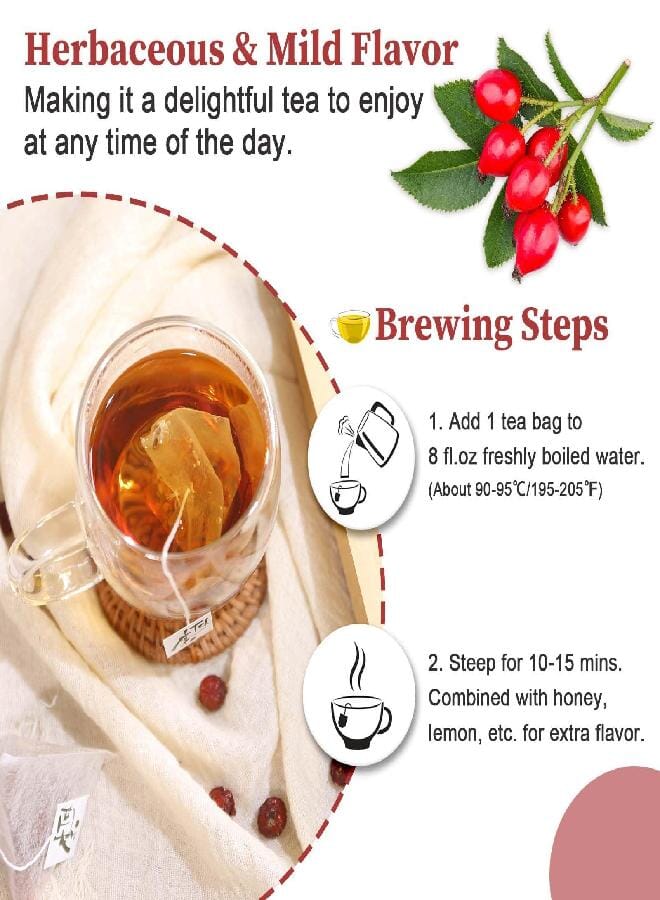 FullChea - Rose Hips Tea Bags, 50 Teabags Rosehip Tea, 3g/bag - Premium Rose Hips - Non-GMO - Caffeine-free - Support Digestion & Boost Immunity - Image 4