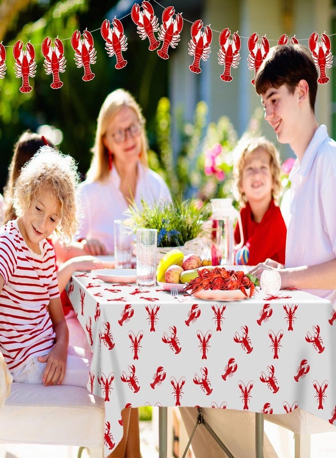 Flutesan 2 Pcs Crawfish Tablecloth 2 Pcs Lobster Banner and 6 Crawfish Balloons Lobster Boil Table Covers Decorations for Birthday Party Supplies Festival Potluck Barbecue, 86 x 51 Inch - Image 5