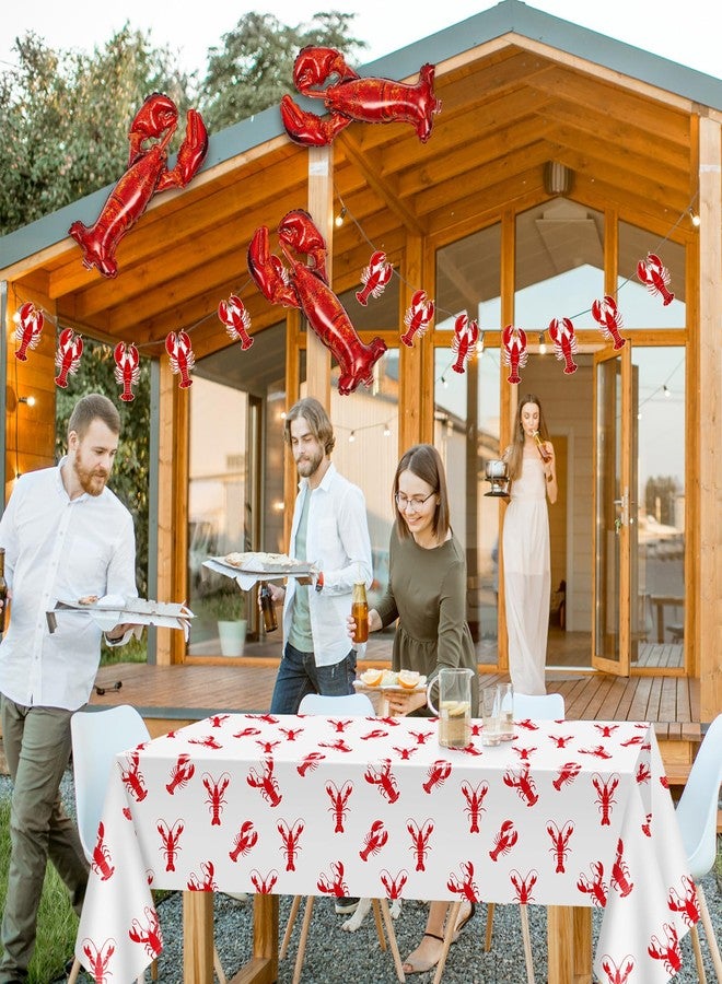 Flutesan 2 Pcs Crawfish Tablecloth 2 Pcs Lobster Banner and 6 Crawfish Balloons Lobster Boil Table Covers Decorations for Birthday Party Supplies Festival Potluck Barbecue, 86 x 51 Inch - Image 4