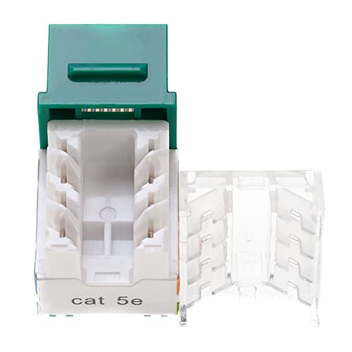 SATMAXIMUM Cat5e Keystone Ethernet Wall Jack Punch Down UTP 45-Degree (Easier Termination Than 90-Degree), RJ45 Slim Profile Speed Termination Green 45° Angled (5 Pack) - Image 4